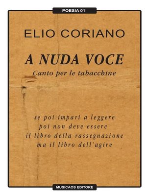 cover image of A nuda voce. Canto per le tabacchine